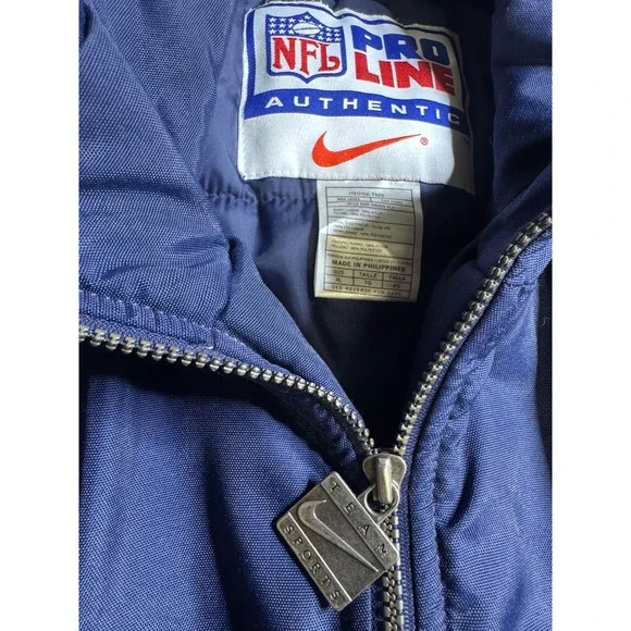 Vintage Nike NFL Pro Line Dallas Cowboys Puffer Jacket Navy Blue XL H60106 TMS - Picture 4 of 11